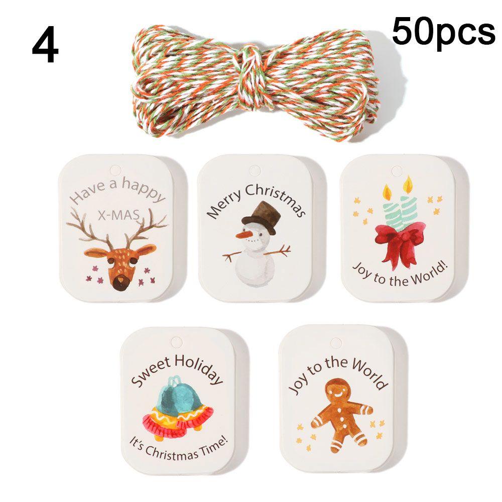 

48/50 шт. DIY Упаковочные материалы Рождественское украшение Подвесные бирки Крафт-бирка Рождественские наклейки Упаковка для подарков 4