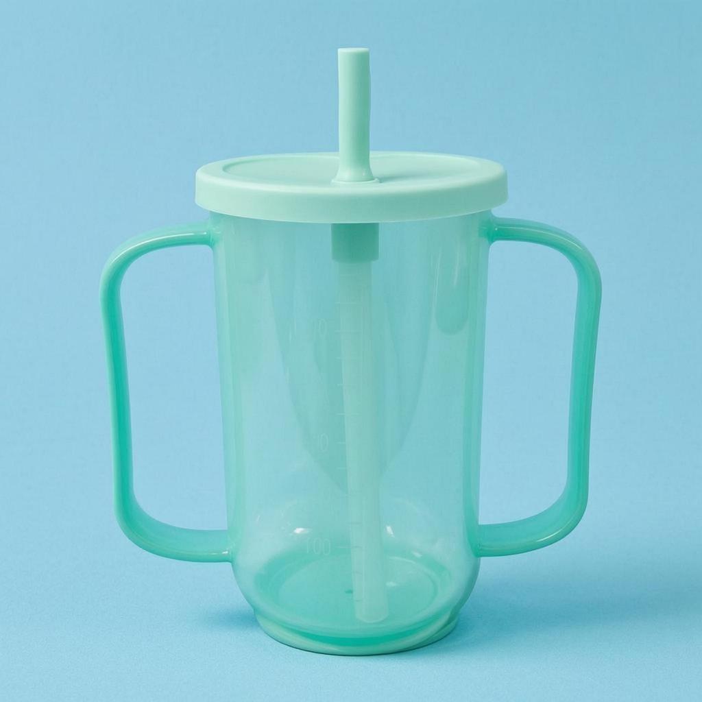 Handled Nursing Cup FoodGrade Straw Translucent Infant Drinkware for Infants, Young Children,