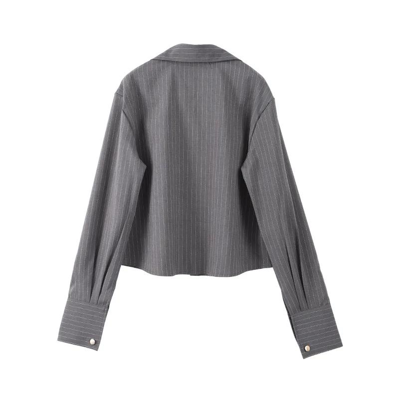 Elegant Striped Shirt Skirts Set Women's Slim Single Breasted Blouse Hip Package Short Skirt Suits Female Chic Outfits Vintage