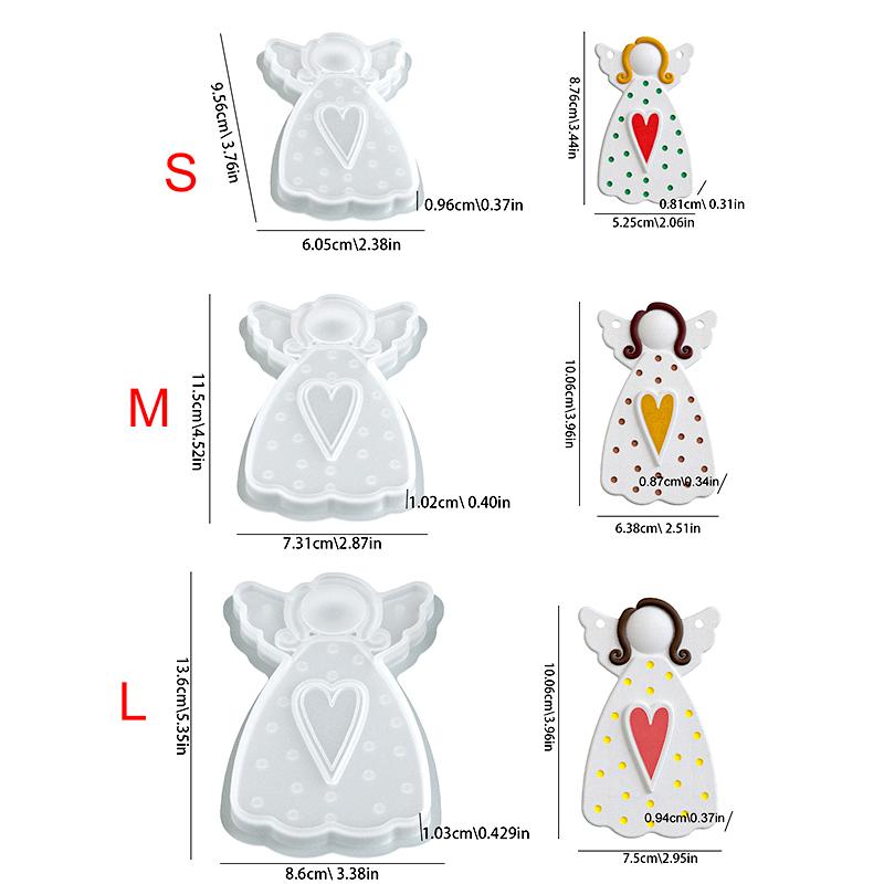 1Pc Silicone DIY Plaster Mold Pendant Hanging Ornament Dot Christmas Tree Heart Faceless Angel