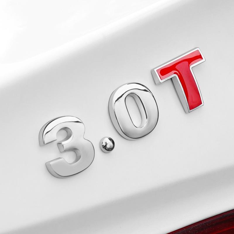 

Car displacement label 1.4T1.8T2.0T3.0T2.0L2.4L3.0L metal modified displacement car sticker car tail label #1 чёрный