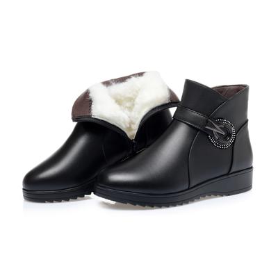 Snow Boots Women Winter Mother Flat Women's Booties Warm Non-slip Wedges Thick Wool Large Size Mom Boots