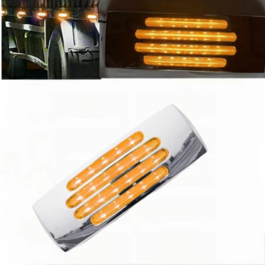 10PCS Amber LED Side Light Lorry Clearance Light 12-24V 22LED Truck Trailer Caravan Side Marker Lamp Chrome Waterproof