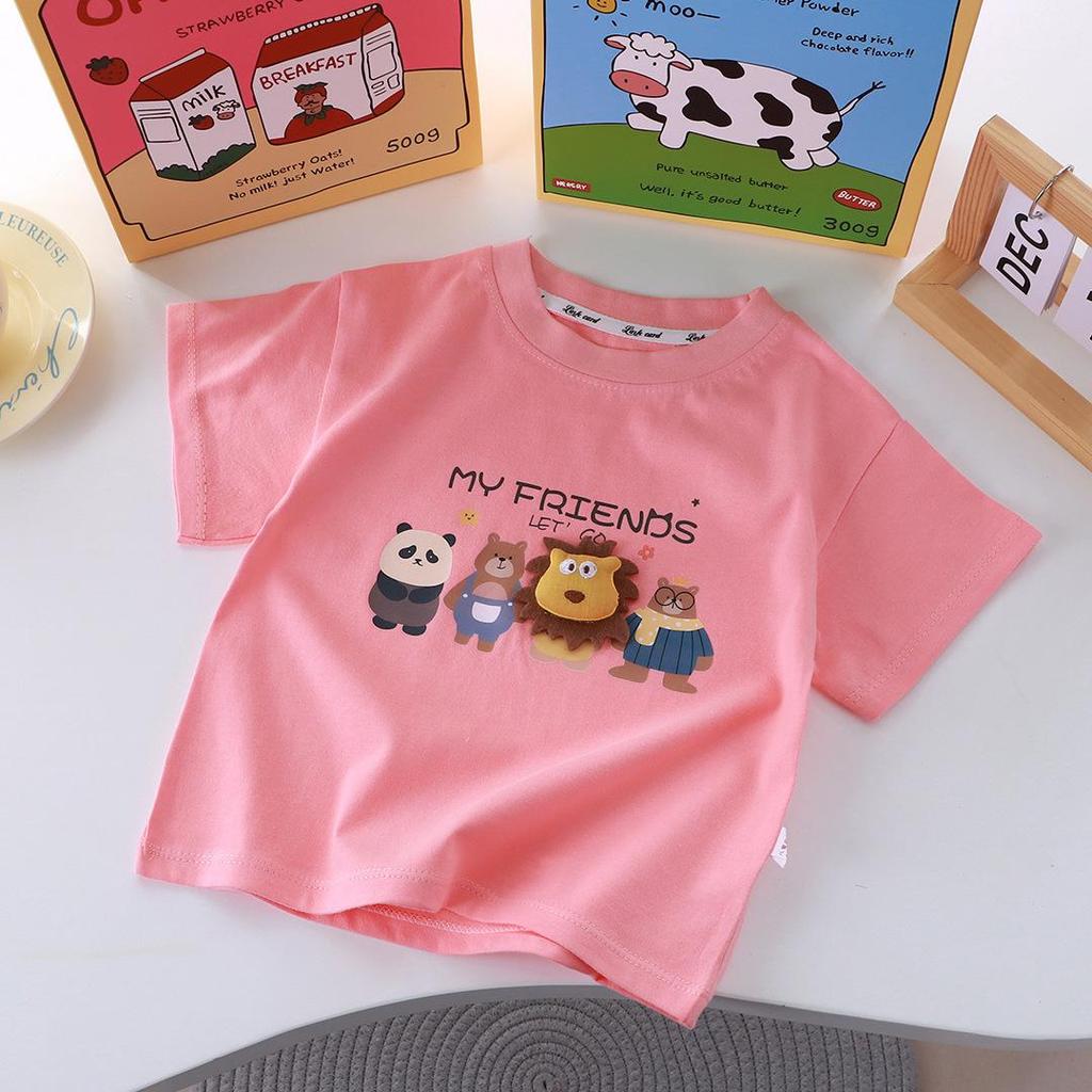 Cartoon 3D Doll T-Shirt for Kids - Pure Cotton, Short Sleeve, Summer Parent-Child Outfit