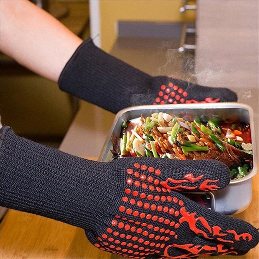 BBQ Microwave Oven Gloves High Temperature Resistance Barbecue Mitts 800 Degrees Fireproof Anti Heat Insulation Glove for Baking
