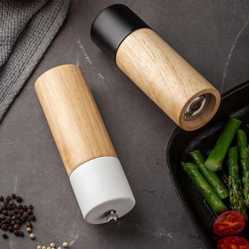 Refillable Wooden Spices Grinder Ceramic Core Grinding Bottle Manual Salt Mills  Restaurant