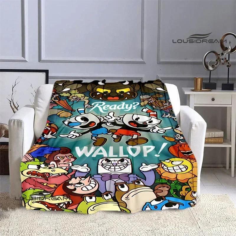 Cuphead Anime Printed Blankets Children's Warm Beautiful Blankets Flannel Soft and Comfortable Blanket Home Travel Birthday Gift