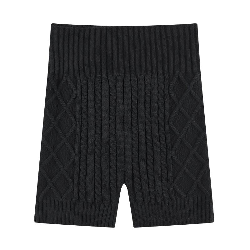 Women's High-Waisted Knitted Safety Shorts - Elastic, Slimming, Warm Base Layer Wool Pants