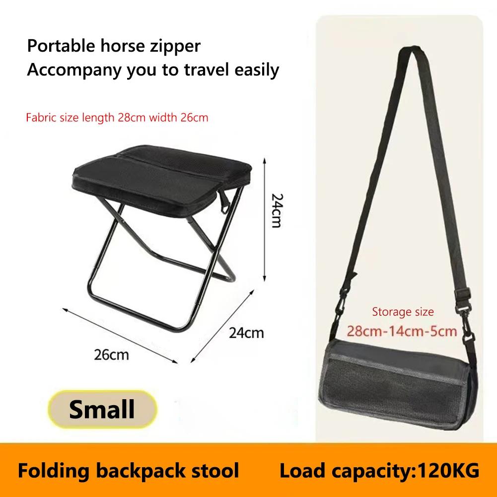 Portable Outdoor Fishing Folding Stool with Mesh Bag Zipper Bag Folding Chair for Picnic Gardening Barbecuing Hiking Stools
