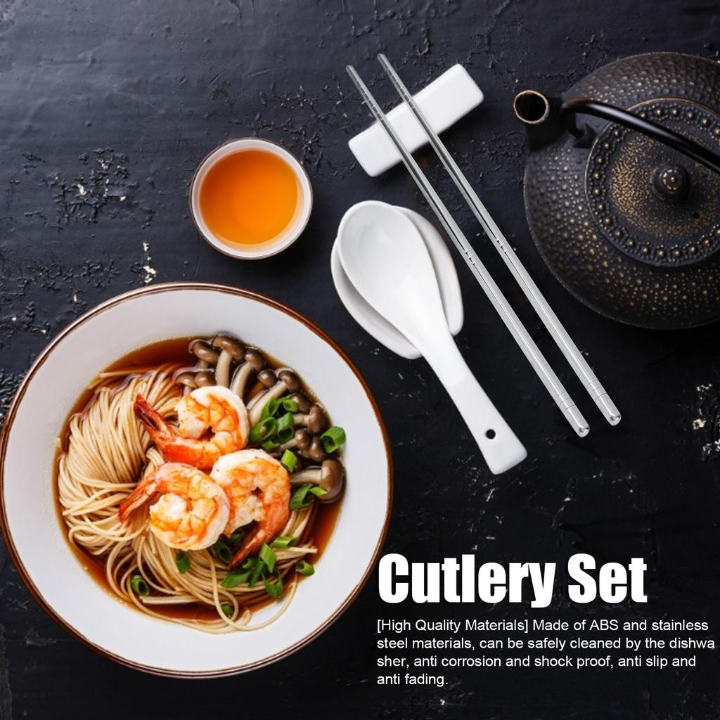 Portable Cutlery Set Stainless Steel Tableware Anti Corrosion Non Slip Anti Fading Chopsticks Spoon for Outdoor