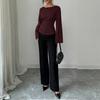 Women's Casual Long Sleeve Top Button Detail Round Neckline Relaxed Fit Lightweight Blouse Suitable for Everyday Wear