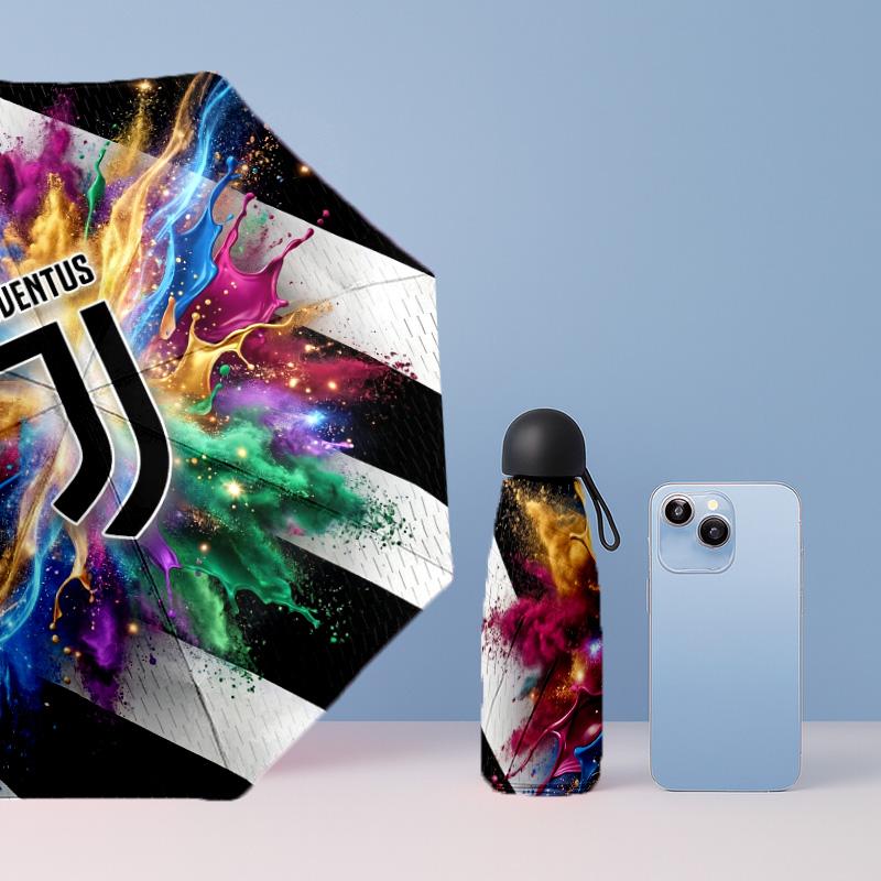 Juventus FC Pattern Printed Mini 5 Folds 8 Ribs Compact Umbrella Windproof Waterproof Lightweight Portable Folding