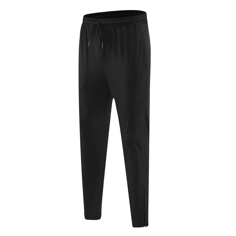 Men's Quick-Dry Casual Running Pants with Zippered Ankles and Drawstring