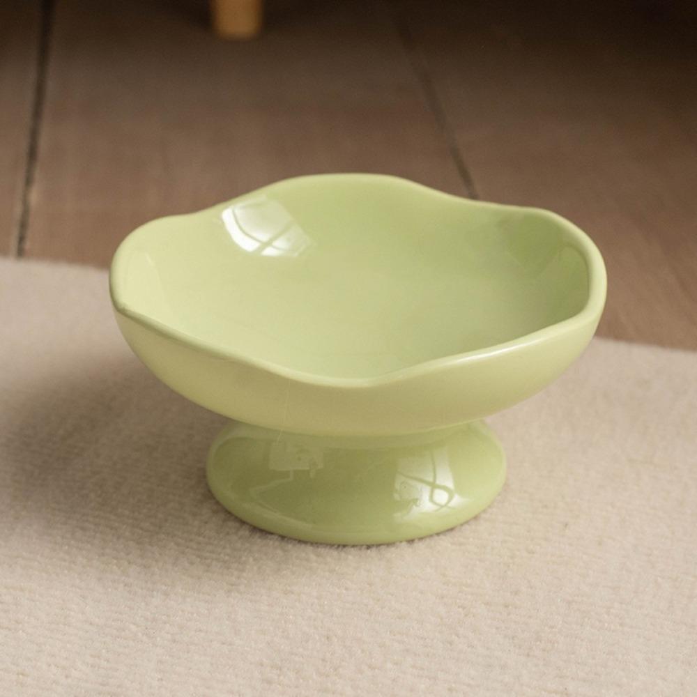 Non-slip Base Petal Ceramic Cat Bowl High Foot Tilted Angle Elevated Cat Bowl Ergonomic Anti-Tip Cat Bowl Pet Feeding Drinking