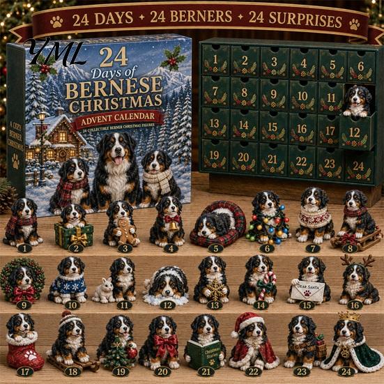 Kreative Weihnachts-Raumdekoration Shih Tzu Adventskalender, 24-Tage Countdown Spielzeug-Set mit Mini-Hund 24 Tage Festliche Dekorationsfiguren, Baumhänge-Dekoration,