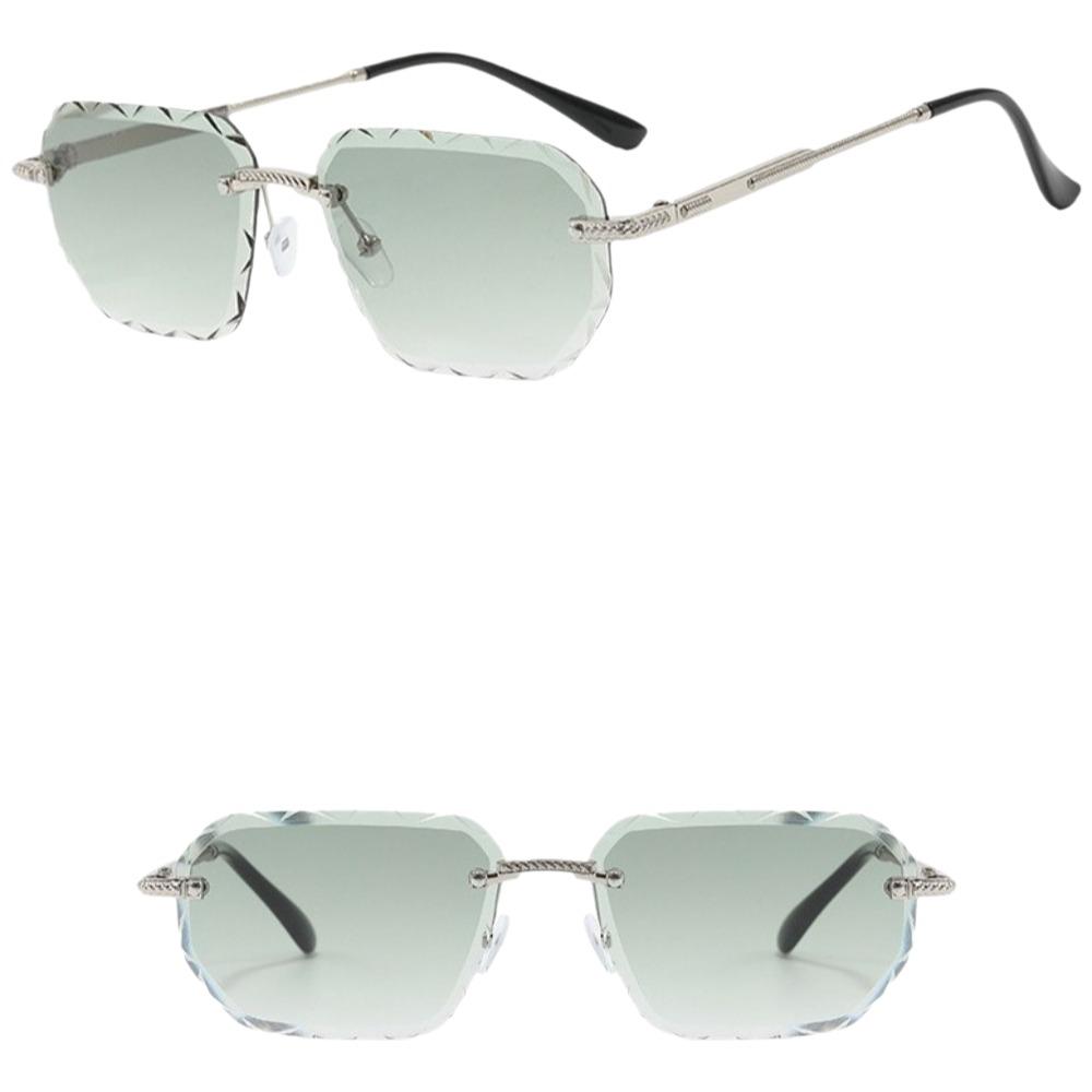Square Rimless Sunglasses UV 400 Driving Eyewear Personality Men Sunglasses  Outdoor