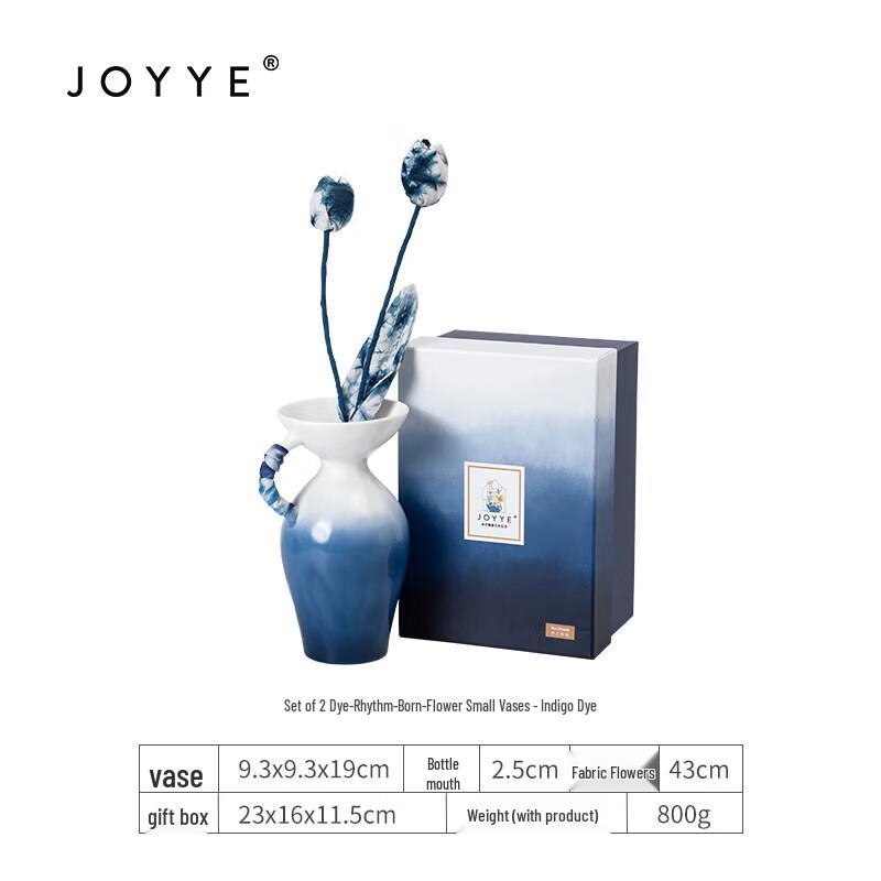 JOYYE Indigo Ceramic Flower Vases (Set of 2)