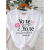 European Sizes Text Print Women's Round Neck Spring/Summer Short Sleeve T-Shirt, Casual Streetwear Holiday Gift, Friend Gathering Outfit