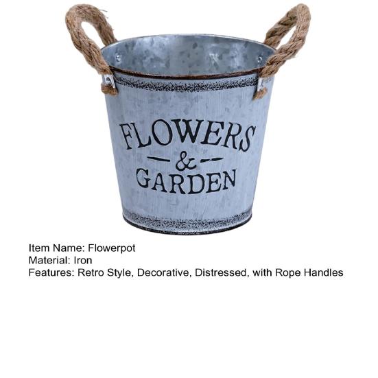 Retro Metall Pflanztopf Blumentopf mit Seilgriffen Antiker Pflanztopf für