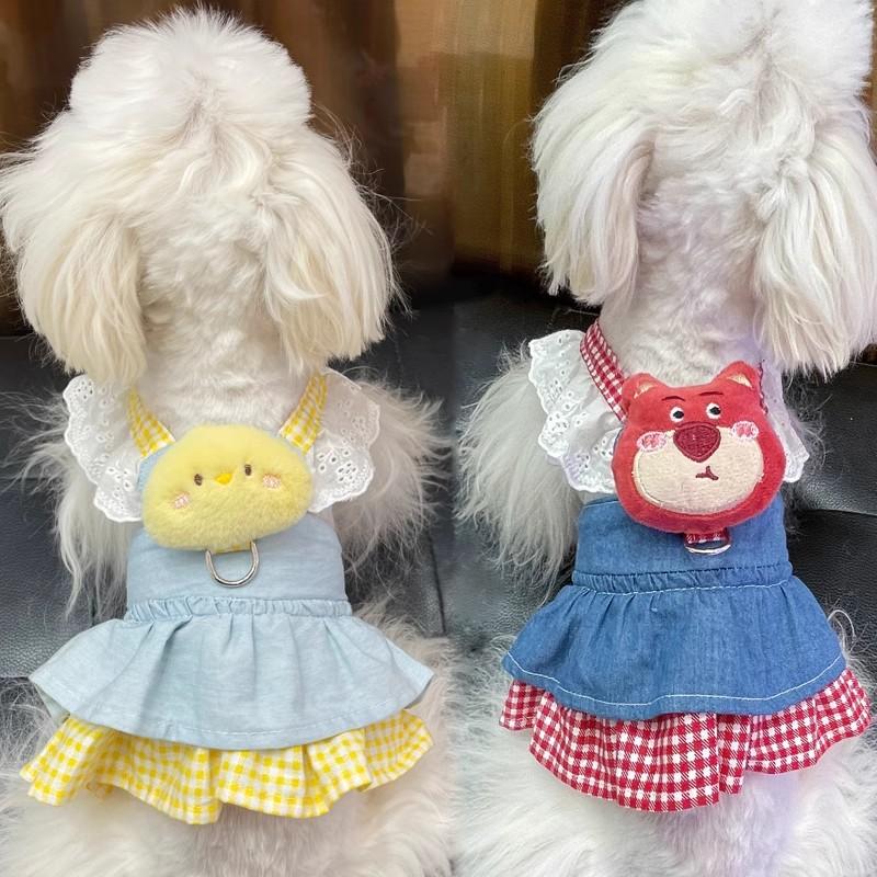 Spitze Haustierbekleidung Geschirr Kleider Für Kleine Kleine Hunde Welpe Tier Prinzessin Bichon Pomeranian Sommer Herbst Katze Denim Röcke
