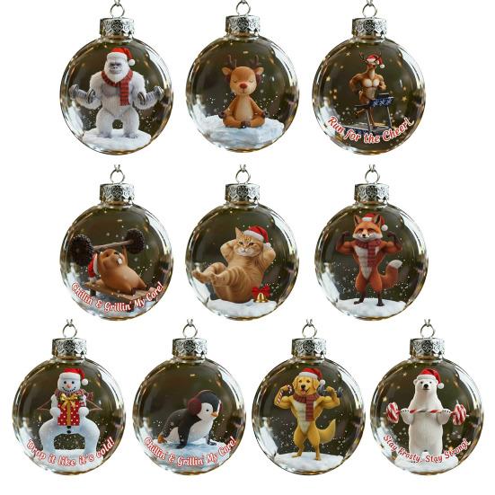 Festliche Tierornamente Weihnachtsbaumschmuck Klare Plastik-Weihnachtskugeln für Heim-Spaß-Partydeko