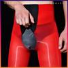 Glossy Black Silk Men's Ultra-Thin Horizontal Open Pantyhose