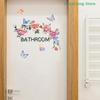 [CL]Beautiful Butterfly Flower Wall Stickers Toilet Bathroom Door Decoration Mural Home Decor Self-adhesive Beautify Wallpaper