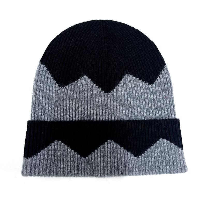 

Cashmere Autumn and Winter New Style Women s Color Matching Warm Jacquard Cold Hat Thickened Brimless Toe Knitted Hat one size