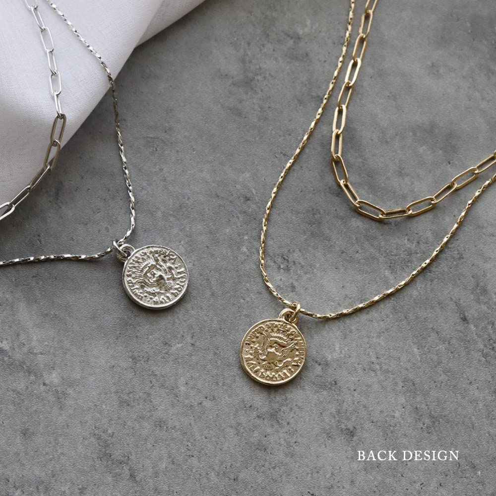 JewelVOX Münze Double Nickel Metall Erwachsene [Schmuckschatulle] Damen Halskette, Kurz, Kette, Kostenlos, Allergie, (Silber)
