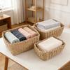 3er-Set gewebte Aufbewahrungskörbe aus natürlichem Rattan und Papierseil, stapelbar, quadratisch, offenes Design, für Küche, Schlafzimmer, Wohnzimmer, Badezimmer, Aufbewahrungsorganisatoren, Haushaltsorganisation