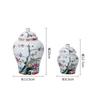 Ceramic Tea Jar Flower Bird General Jar Room Decoration Vase Home Candy Dried Fruit Medicinal Materials Storage Bottle with Lid