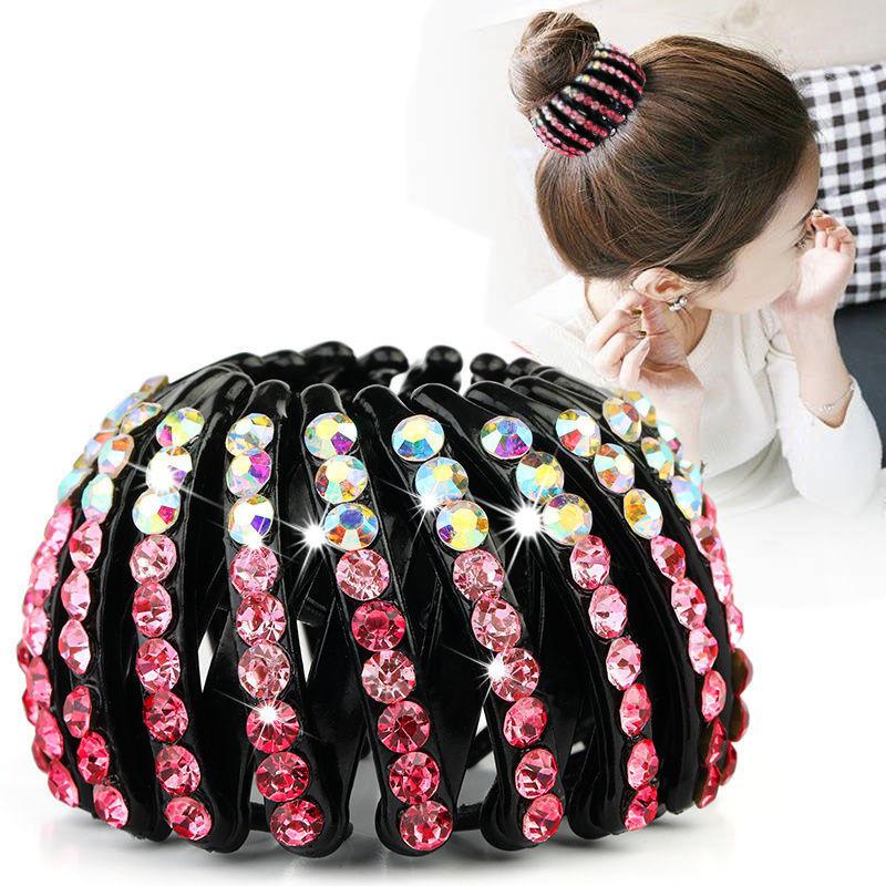 New Fashion Ladies Hair Bun Crystal Hair Claw Hairpin Bird's Nest Expansion Hair Accessories Female Ponytail Buckle Headwear