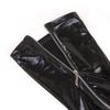 Women Sexy Latex Zipper Stockings Lady's Black PVC Role Play Leather Erotic Clubwear Length Over Knee High Stockings Stocking