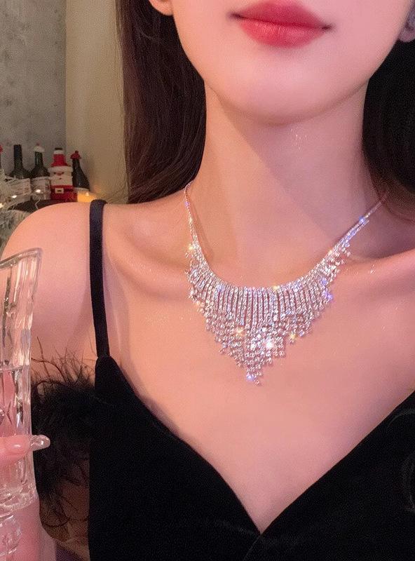 Silver Needle French Court Zircon Tassel Earrings - Elegant Geometric Studs for a Chic, Unique Look