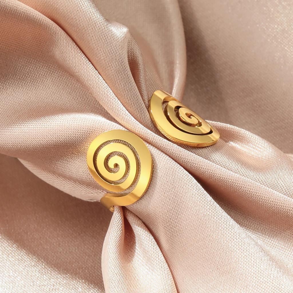 Cazador Swirl Spiral Rings for Women Stainless Steel 2026 Trend Geometric Adjustable Finger Rings Jewelry Party Birthday Gift
