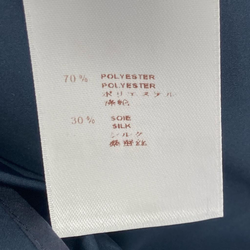 Louis Vuitton 12 Stainless Steel Navy Polyester X Silk Back Button Sleeveless Frill Dress Dress 38 NavyUsed