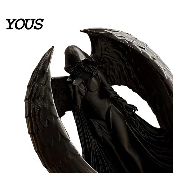 Dark Goddess Decor 3D Printed Figurine, Vintage Gothic Winged Women Ornament Statue, Desktop Decoration for Home Office Living Room