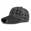 Vintage Plaid Denim Baseball Cap for Men Women Structured Hard Top Tartan Check Sun Hat Casual Retro Peaked Cap