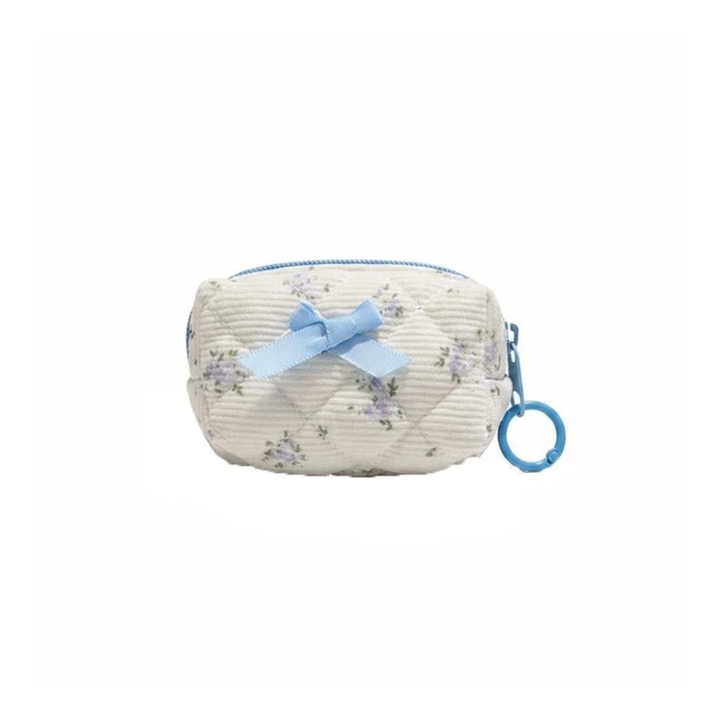 Floral Print Mini Makeup Bag Quilted Lattice Small Coin Purse Quilted Cosmetic Pouch Daily Commute Style 6