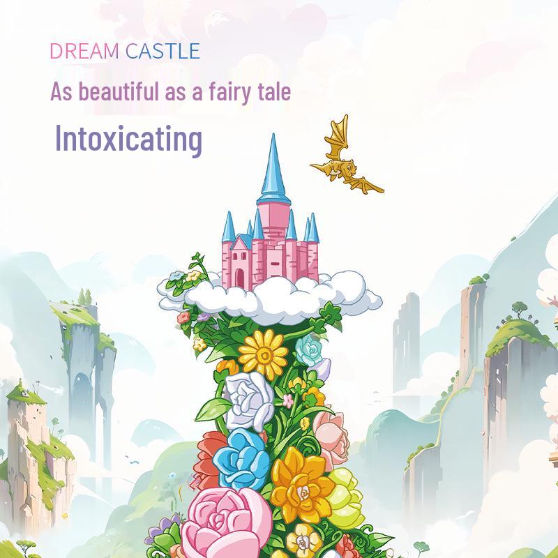 ZheGao Sprout Bear Building Blocks Girl's Castle Music Box Gift