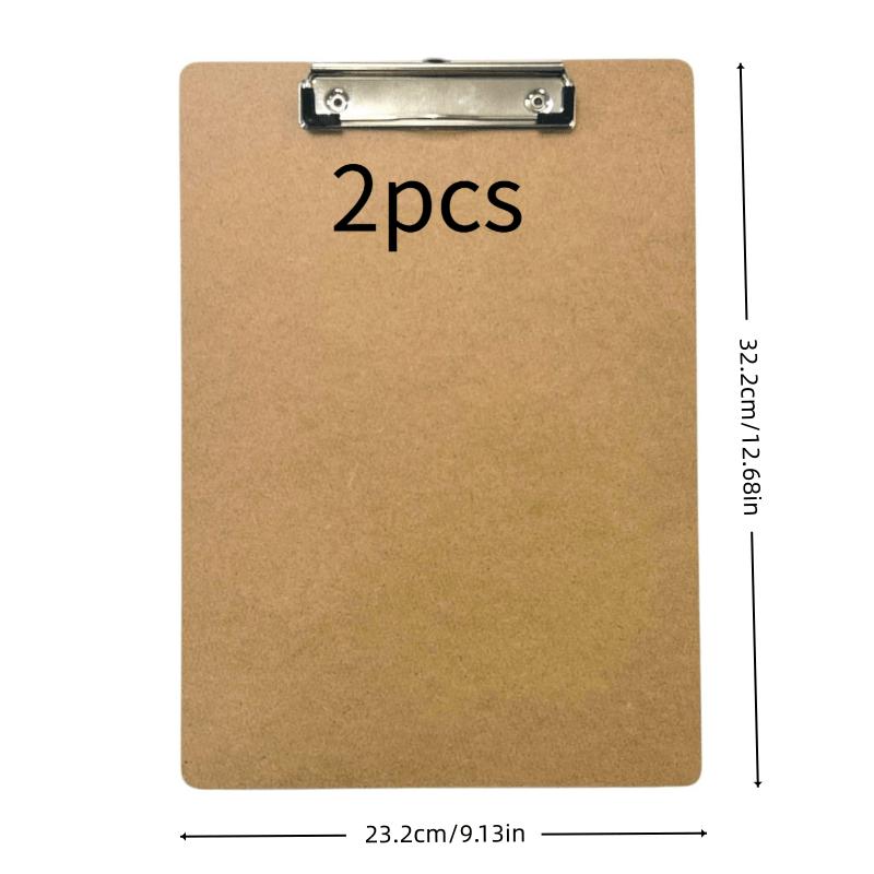 

2pcs A4 Wooden Clipboard - Strong Hardboard with Metal Clip and Hanging Hole