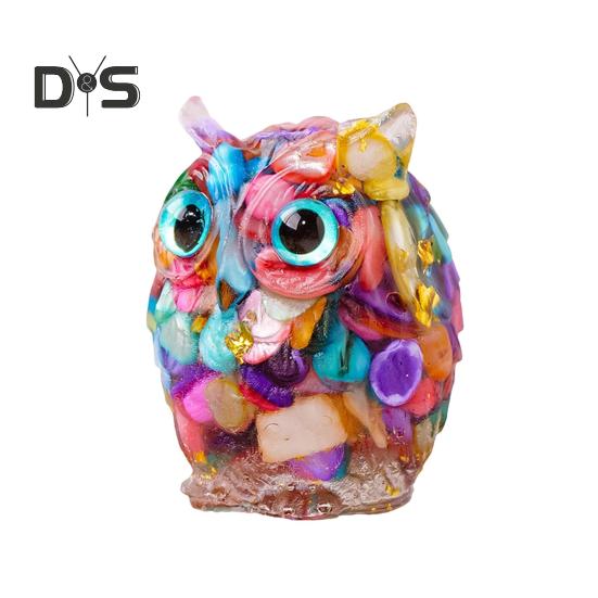 

Украшение в виде совы из натурального хрусталя, ручная работа, фигурка совы из смолы с кристальным гравием внутри, коллекционное красочное украшение в виде совы для домашнего декора, исцеления Рейки разноцветный