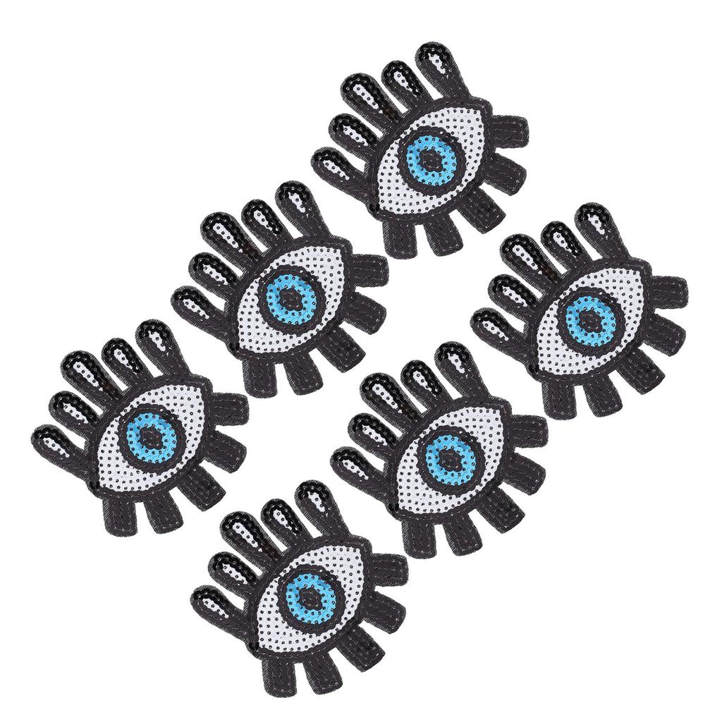 10Pcs Embroidered Patches Sequin Eye Shape Covering Breakages Stains Iron On Patches for DIY