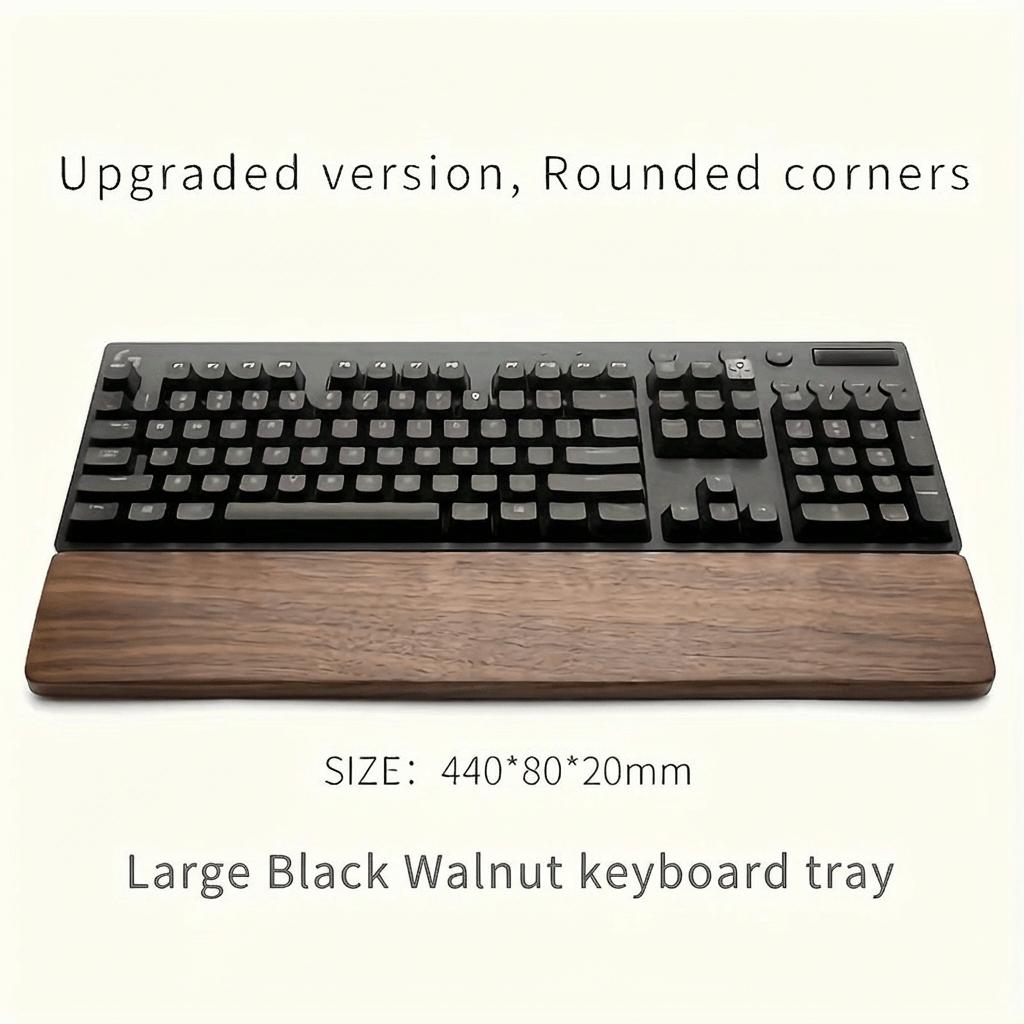 Solid Black Walnut Wrist Rest Anti-Slip Ergonomic Palm Rest Keyboards Space-Saving Durable Design for Office Gaming & Long Typing Sessions 44/36cm