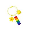 Adorable Rainbow Building Blocks Bell Keychain - Pink Cartoon Gift Decoration