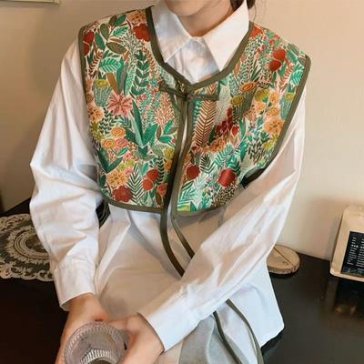 Embroidery Shoulder Wraps Flower Coat Cover Decorating Fashion Shirt Fake Collar  for Women