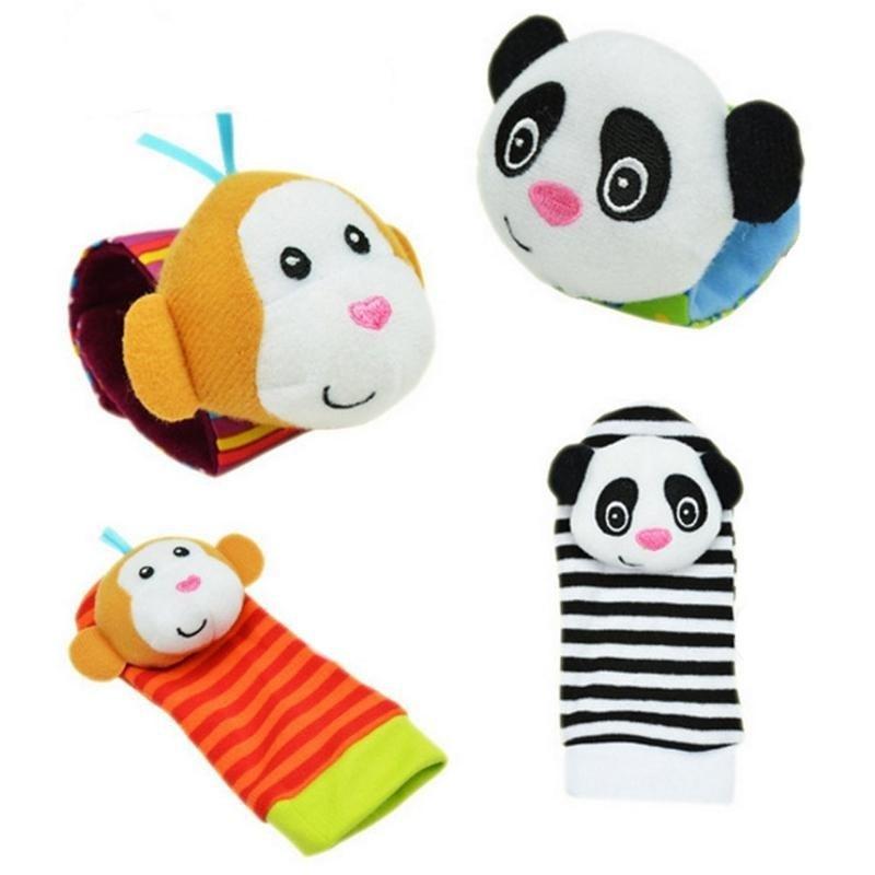 Baby Infant Developmental Wrist Strap Foot Socks Rattle Bug Finders Toy