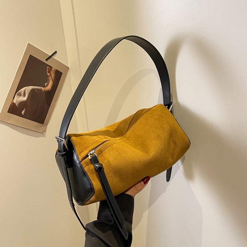 Autumn Winter Vintage Suede Crossbody Bag for Women Luxury Designer Single Shoulder Underarm Bags Versatile Handbags