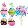 30 PCS Foil Firework Cupcake Toppers Sparkle Tel Cake Toppers for Colorful. Tel Drink Cake Decoration, Cocktail Food Fruit Toothpick for Cake