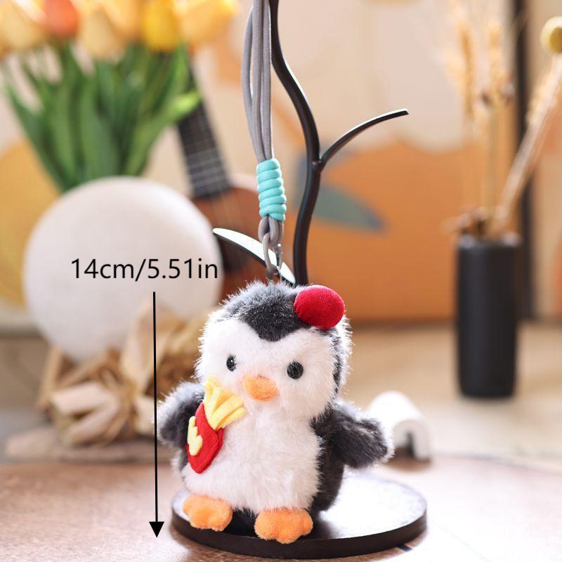 Cute Penguin Plush Keychain Cartoon Stuffed Animal Doll Keyring Backpack Pendant Bag Hanging Decoration Birthday Gifts